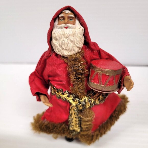 Paper Mache Santa's Set of 3 Christmas Decor Village 4 3/4'' Standing Victorian - Picture 3 of 6